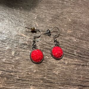 Perfect pop of color red earrings and 4 rings